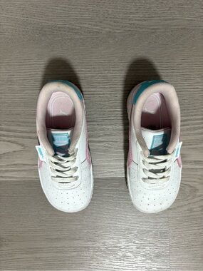 Puma White Pink Teal Kids' Lace-Up Sneakers